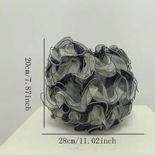 溫馨浪漫歐根紗雙色波浪邊球形燈罩，婚禮餐廳裝飾燈罩，適合多種風格的裝飾配件燈罩 - 雙色黑加白圓球紗燈罩 - 查看 4