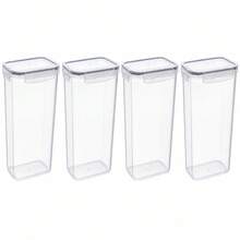 29.7cm Clear Plastic Rectangular Storage Container, Airtight Food Canister For Kitchen Pantry Organization, 2.8L Capacity - Black - View 4