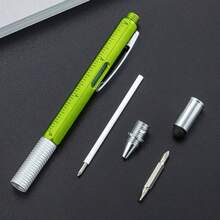 全新 6 合 1 多功能工具筆套組，配備卡尺、水平尺與螺絲起子，適合辦公使用的書寫工具，創意文具用品（2 支筆與 10 支筆芯） - 新款六合一多功能筆 - 查看 2