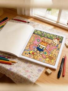 1pc "Springtime" CoCo Exquisite Spiral Bound Coloring Book, Marker Coloring, Featuring Super Cute Animal Characters, Simple Design Easy To Use, Relaxing And Soothing, Ideal Gift For Back To School And Holidays - Multicolor - View 7