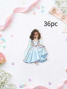 36/64/132pcs Personalized Wedding Bride Stickers, Custom Photo,Bride Face Shot Glasses Stickers,Bachelorette Party Cups Stickers Favors - Multicolor - View 21