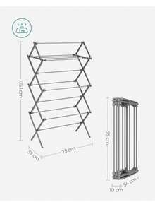 SONGMICS Tendedero Plegable, Tendedero de Ropa, Tendedero Compacto, 37 x 75 x 135.1 cm, Estructura de Acero, Montaje Fácil, Uso Interior Exterior, MLLR770G01 - Gris - Ver 6