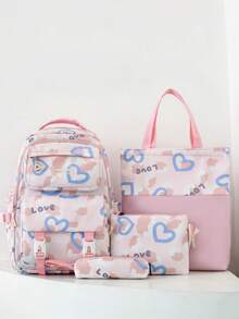 2026 Cute Colorblock Women's Backpack, Multi-Pocket Nylon Student Backpack, Girls Cute Laptop Backpack Set - Multicolor - View 4