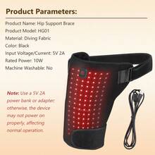 Hailicare Heated Red Light Hip Wrap With 3 Temperature Levels 45℃/55℃/65℃, USB Powered Heating Pad For Hip Thigh Buttock, Adjustable Strap Home Office Relax Heating Support - Black - View 11