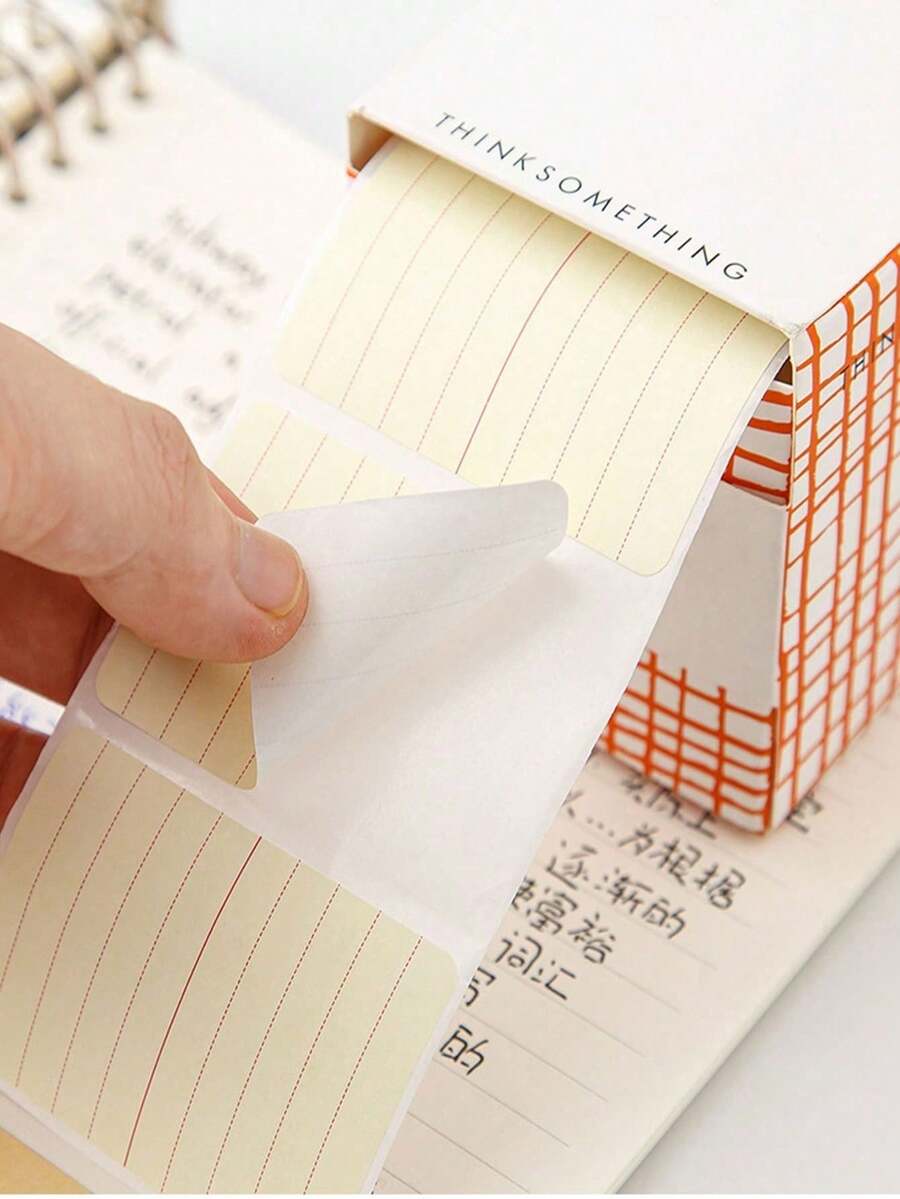 24-Pack Pull-Out Box Roll-Style Beige Self-Adhesive Sticky Notes Memo Pads, Suitable For Study And Office - A - View 1