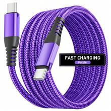 Kabel Pengisian Cepat USB C ke USB C Tzlrxl, Sinkronisasi Data Kecepatan Tinggi 480Mbps, Desain Jalinan Nilon Tahan Lama dengan Konektor Paduan untuk Ponsel & Laptop - Purple - View 3