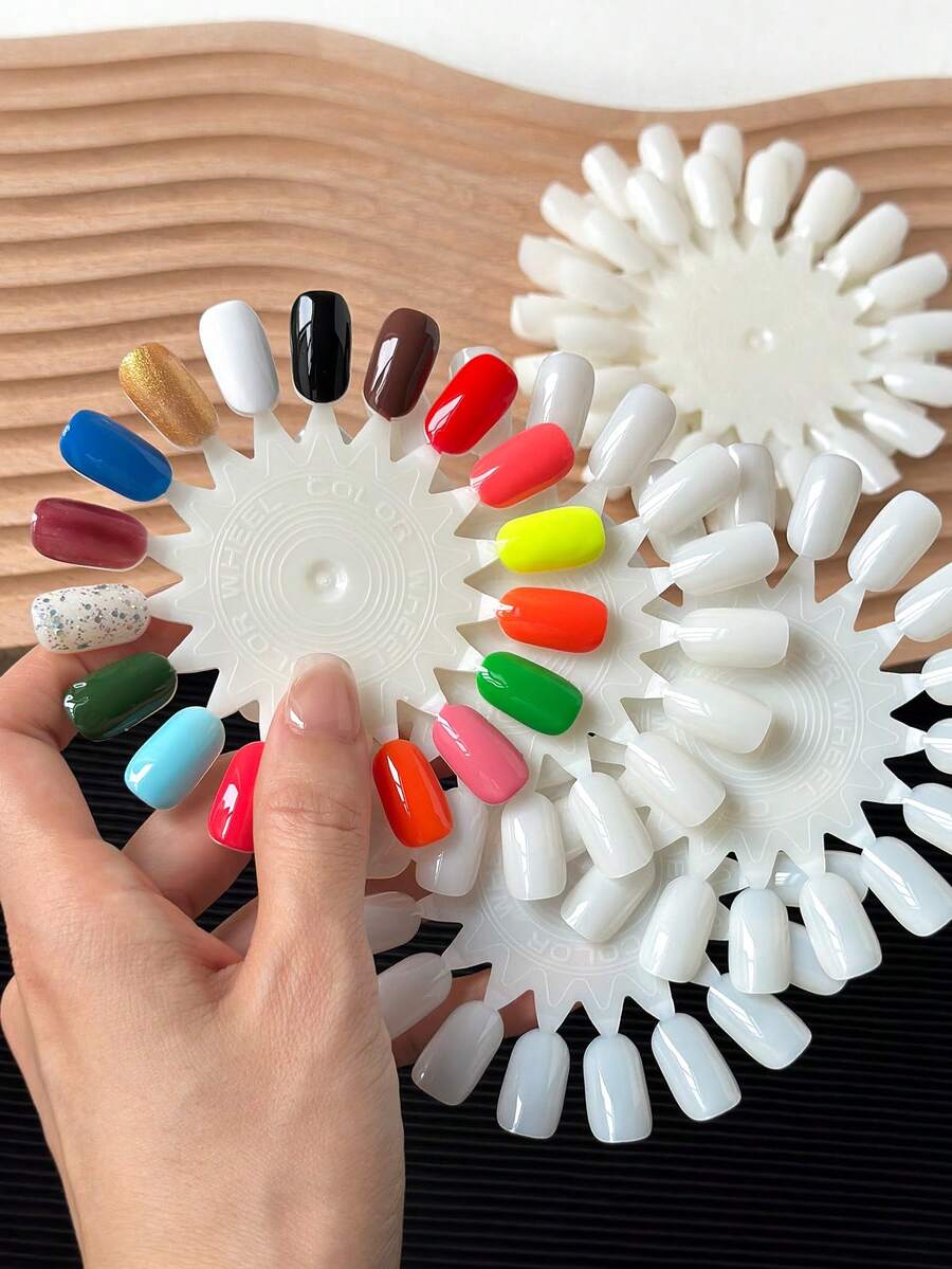 10pcs 180 Colors Nail Art Color Palette Oval Nail Shape Practice Finger Round Sunflower Nail Color Sample Sticks Nail Gel Display Color Card Nail Gel Color Display Plate - Multicolor - View 1