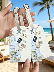 Travel Airplane World Map Passport Camera Pattern Passport Holder Luggage Tag, Lightweight PU Material, Suitable For Travel Bags, Backpacks, Gym Bags, Cruises, Fashion Accessories, Unisex, Fun Design, Can Be Used As Luggage Identification Tag, Boarding Pass, Etc., Essential For Travel And Business Trips, Suitable For Women, College Students, White-Collar Workers, Travelers And Adventure Enthusiasts, Perfect Gift For Christmas, Easter, Back To School Season, Valentine's Day. - Multicolor - View 5
