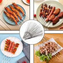 15/20/30pcs Durable Stainless Steel BBQ Skewers With 1 Storage Tube, Reusable And Easy To Clean, Perfect For Grilling, Lamb Skewers And Camping - A - View 9
