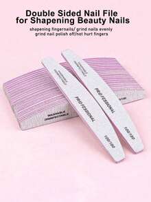 25/50pcs Professional Nail Files, 100/180 Grit, Double-Sided, Reusable, Purple Striped Design, Suitable For Acrylic Nails - Ideal For Home And Nail Salon Use, Nail Art Tool - Multicolor - View 1