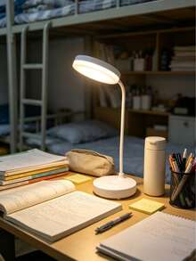 1pc White LED Round Base Desk Lamp, USB Rechargeable LED Desk Lamp, Eye-Protection Reading Light, LED Desk Lamp, Desk Lamp, Rechargeable/Plug-In Optional, 3-Level Adjustable Brightness, Switchable White/Neutral/Warm Light Modes, With Night Light Function, Effectively Protects Eyes, Ideal For Home Office Reading And Learning, Suitable For Dorm, Bedroom, Home, Christmas, Easter, Night Light, Lampshade, Book Light, Bedroom Lighting, Desk Lamp, Reading Light, Reading, Office Supplies, Bedroom, Light, Eye-Protection Reading Light, Battery Capacity 800mAh. - Round Base Table Lamp - View 9