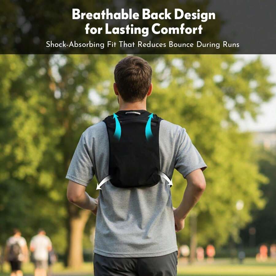 Unisex Running Vest, Adjustable Water Bladder Vest With Phone Pocket, Running Backpack Alternative, Perfect For Trail Running, Cycling, Hiking And Marathon, Water Bladder Backpack - Black - View 1