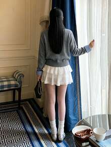 Women's Striped Cardigan Sweater Jacket, Long Sleeve, Versatile For Autumn/Winter Daily Wear - Grey - View 7