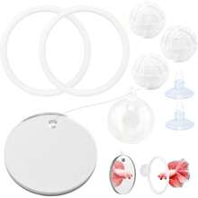 2pcs Bettas Fish Enrichment Toys Ring With Mirror 2 Bio Balls Betas Exercise Loop Toys Bett A Fish Exercise Ring Suitable Fishs Aquarium(Color: White) - White - View 3