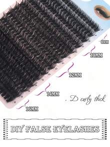 280pcs 60D Mixed Cluster False Eyelashes, 0.05mm D Curl 8-16mm Mixed Length, Voluminous Fluffy Russian Style Single Cluster Eyelashes, Soft Faux Mink DIY Eyelash Extensions, Suitable For Beginners, Halloween Christmas Holiday Eye Makeup - D - View 5