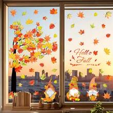 6pcs Thanksgiving Static Window Stickers, Including Maple Tree Gnome, Pumpkin, Maple Leaf Window Decals, Double-Sided Autumn Harvest Thanksgiving Glass Stickers, Suitable For Home Window Decoration - Multicolor - View 7