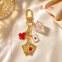1pc Unisex New Creative Cartoon Dice Keychain Alloy Poker Pendant Fashion Personalized Bag Charm - Multicolor - View 2