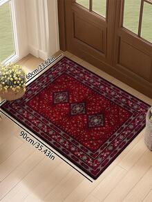 1pc Vintage Distressed Persian Style Rug, Bohemian Traditional Polyester Fiber Rectangular Easy Care Washable Area Carpet For Living Room, Hallway, Bedside, Bedroom Home Decor - Multicolor - View 14