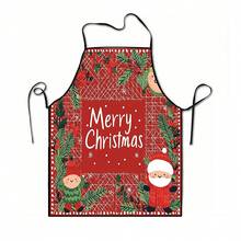 1pc Christmas Santa, Christmas Bells, Christmas Snowflakes, Christmas Reindeer, Christmas Tree, Christmas Snowman, Christmas Penguin, Christmas Cartoon Animal Pattern Chef Apron, Apron, Suitable For Home Decor And Kitchen Use. Made Of 100% Polyester Material, Designed As Sleeveless Style, Perfect For Home Kitchen, Outdoor BBQ Cooking. This Printed Apron Is Unisex, Machine Washable And Reusable, An Essential Kitchen Item - Multicolor - View 9