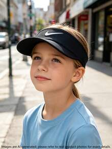 Nike K NK DF ACE VISOR SWOOSH 2026 Summer Kids Outdoor Running Open Top Sun Visor Hat FB5061-010 - Black - View 2