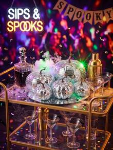1pc Silver Pumpkin Fall Decor Foam Glitter,Mini Disco Pumpkins For Artificial Crafts For Table Party,Halloween Thanksgiving Decorations Decorating Fall Farmhouse Hanging Ornament Harvest Decor For Halloween Thanksgiving Table Centerpiece - Style A - View 6