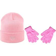 3pcs Autumn/Winter New Heart Embroidery Solid Color Kids Knit Hat & Gloves Set, Thickened Versatile Knitted Hat For Baby - Multicolor - View 11