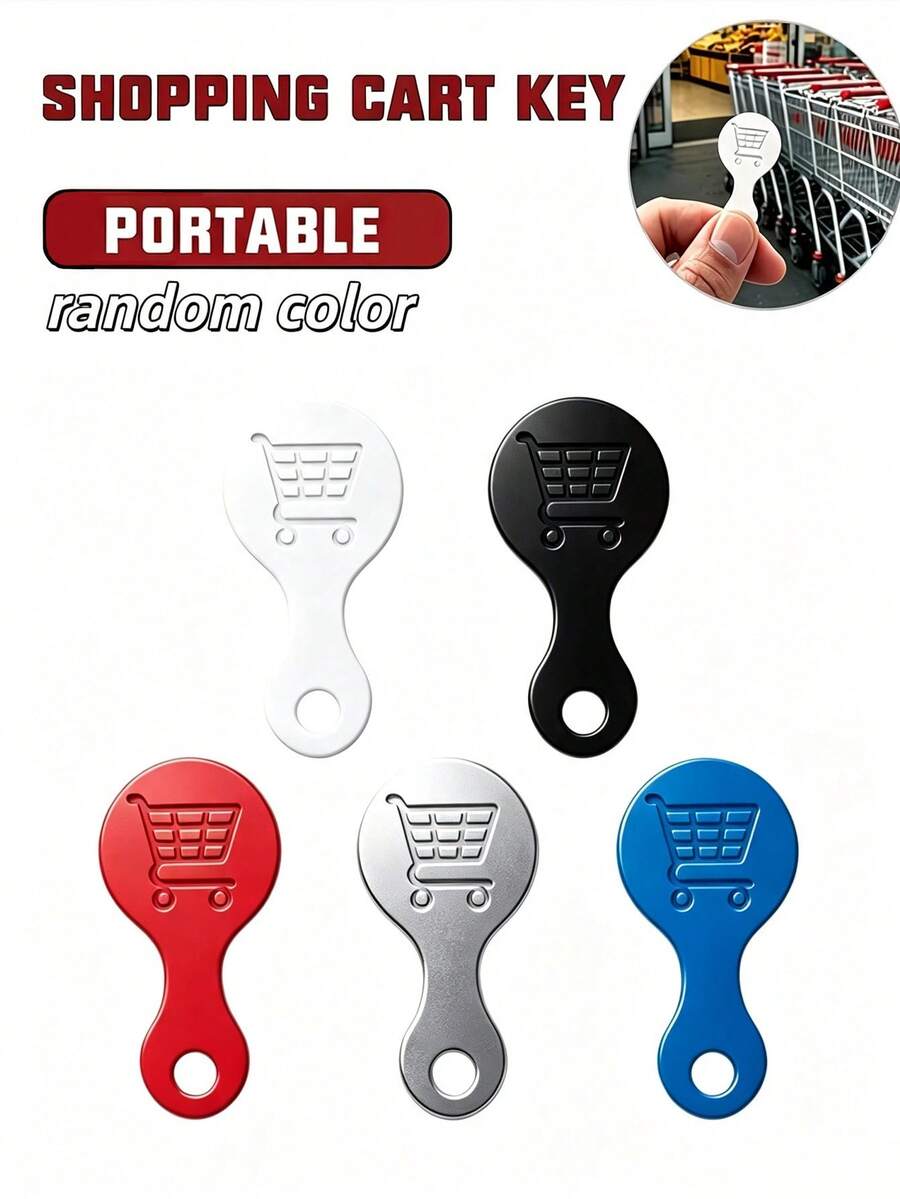 1/3/5/10pcs Random Color Shopping Cart Keychain, Creative Party Favor Pendant, Portable Practical Anti-Loss Shopping Cart Token/Coin Key Ring - Multiple Styles - View 1