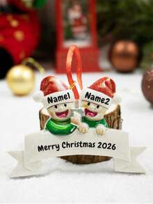 Custom Christmas Name Ornament, Personalized 2-6 Names Buddy Pendant, Customized Text DIY Tree Decoration, Customizable Holiday Gift For Family - Style a - View 4