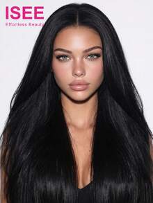 ISEE Hair Straight Invisi Draw-Strings 360 Lace Frontal Wig Wear Go Bleached Knots Natural Color 14-26 Inch 180% Density Soft & Silky Natural Scalp Look Pre-Plucked Hairline Ready To Wear For Women - SNatural - View 1
