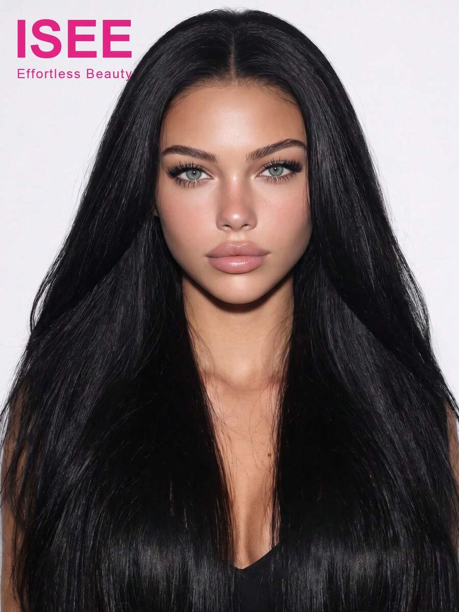 ISEE Hair Straight Invisi Draw-Strings 360 Lace Frontal Wig Wear Go Bleached Knots Natural Color 14-26 Inch 180% Density Soft & Silky Natural Scalp Look Pre-Plucked Hairline Ready To Wear For Women - SNatural - View 1