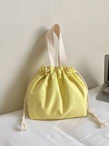 Fashionable Colorful Drawstring Bucket Bag - Yellow - View 11