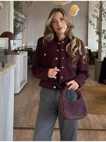 Women Jackets - Burgundy - View 10