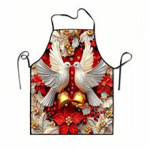 1pc Christmas Santa, Christmas Bells, Christmas Snowflakes, Christmas Reindeer, Christmas Tree, Christmas Snowman, Christmas Penguin, Christmas Cartoon Animal Pattern Chef Apron, Apron, Suitable For Home Decor And Kitchen Use. Made Of 100% Polyester Material, Designed As Sleeveless Style, Perfect For Home Kitchen, Outdoor BBQ Cooking. This Printed Apron Is Unisex, Machine Washable And Reusable, An Essential Kitchen Item - Multicolor - View 12