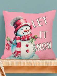 1/4pcs Linen Printed Square Pillow Case, Christmas Cartoon Character Pattern Pillow Case (Pillow Insert Not Included), Skin-Friendly Material, Bedding, Suitable For Daily Living Room, Bedroom, Sofa, Car, All-Season Pillow Case, Holiday Gift - Multicolor - View 5