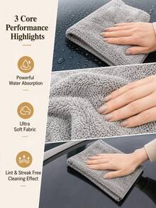 10 buah Handuk Pembersih Mobil Mikrofiber, Sangat Menyerap, Cepat Kering, Dapat Digunakan Kembali dan Dicuci, Kain Pembersih Bebas Serat dan Tahan Minyak, Cocok untuk Detailing Mobil, Dapur dan Pembersihan Rumah - A - View 6