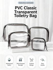 A Set Of PVC Makeup Bag Travel Storage Set, Transparent Packaging Bag, Waterproof Storage Bag, Portable Travel Multifunctional Toileting Bag, Cosmetics Makeup Brush Storage Bag - View 10