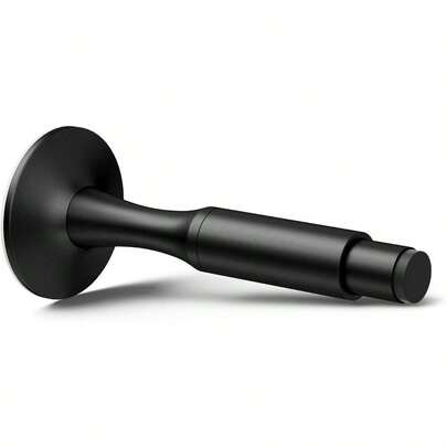 Door Stopper Bottom Of Door, 4.09 Inch, Black, Aluminum Screw Adhesive Mount, Decorative Matte Black Baseboard Door Stop With Silent Silicone Tip Home Office