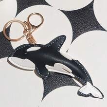 Summer Popular Cartoon Cute PU Leather Marine Creature Shark Keychain Car Clothing Indoor Handbag Backpack Decoration Pendant Friend Brother Birthday Gift - A - View 4