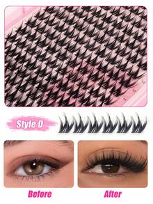 320pcs Single Lash Clusters, Lash Cluster Set, Fine Lash Clusters, Natural Lash DIY Lash Extension Set, Cluster Lash Set (320 Clusters, 10-16mm) - Lightweight Natural Style Lash Extension Set, Featuring Fine Stem Design, Includes Adhesive And Setting Liquid, Suitable For Home DIY. - Multicolor - View 6
