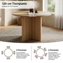 120x120cm Oak Dining Table - Natural Color - 橡木 - 查看 8
