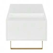 Height-Adjustable Coffee Table, MDF Coffee Table With Storage And High-Gloss Finish, Coffee Table With Drawer And Iron Legs, Modern Living Room Table - White - View 8