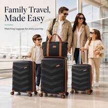 Expandable Hardshell Luggage Set 5 Piece, 22x14x9 Airline Approved Carry On, 20/24/28' Suitcase Set With TSA Lock, Spinner Wheel - Black - View 2