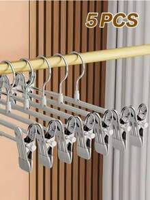 Coated Adjustable Pant Hangers, Available In 5/10/20 Pack, Rust-Proof Non-Slip No-Mark Clips, Multi-Functional For Pants & Skirts, Household Laundry Storage, No Fabric Damage - View 22