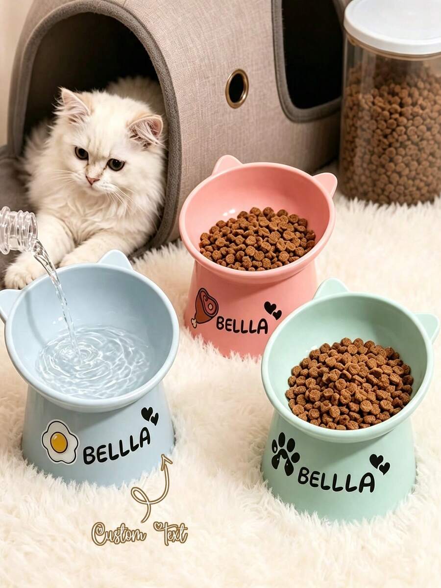 1pc Customized Personalized Pet Food Bowl - Customize Your Pet's Name Feeder, Suitable For Dogs And Cats - Ideal For Feeding And Watering, Perfect Commemorative Gift For All Breeds, Dog Bowl Gift Customization - Multicolor - View 1