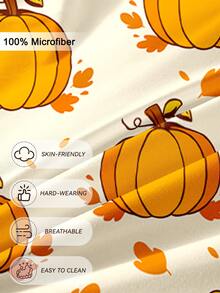 2/3pcs Halloween & Thanksgiving Duvet Cover Set, Pumpkin & Maple Leaf Patchwork Digital Print, Soft Breathable Microfiber All-Season Bedding, Machine Washable, Fade-Resistant, Anti-Pilling, Anti-Shrink, Anti-Wrinkle, Suitable For Twin/Full/Queen/King Bed, Easy Care Holiday Gift - Multicolor - View 5