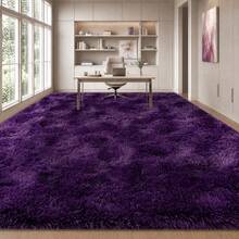 Soft Shag Rugs For Bedroom, Purple Fluffy Shaggy Rugs For Living Room, Luxury Modern Plush Carpet Girls Boys Room Dorm Indoor Home Decor, Upgrade Non-Slip - 紫色 - 查看 3