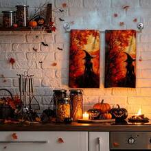 2/4/48pcs Halloween Series Blood Moon Witch Pattern Printed Kitchen Towels - Ultra Soft, Highly Absorbent Polyester Dish & Hand Towels, Perfect For Holiday Decor, Kitchen Decor, Party Decor - Multicolor - View 2