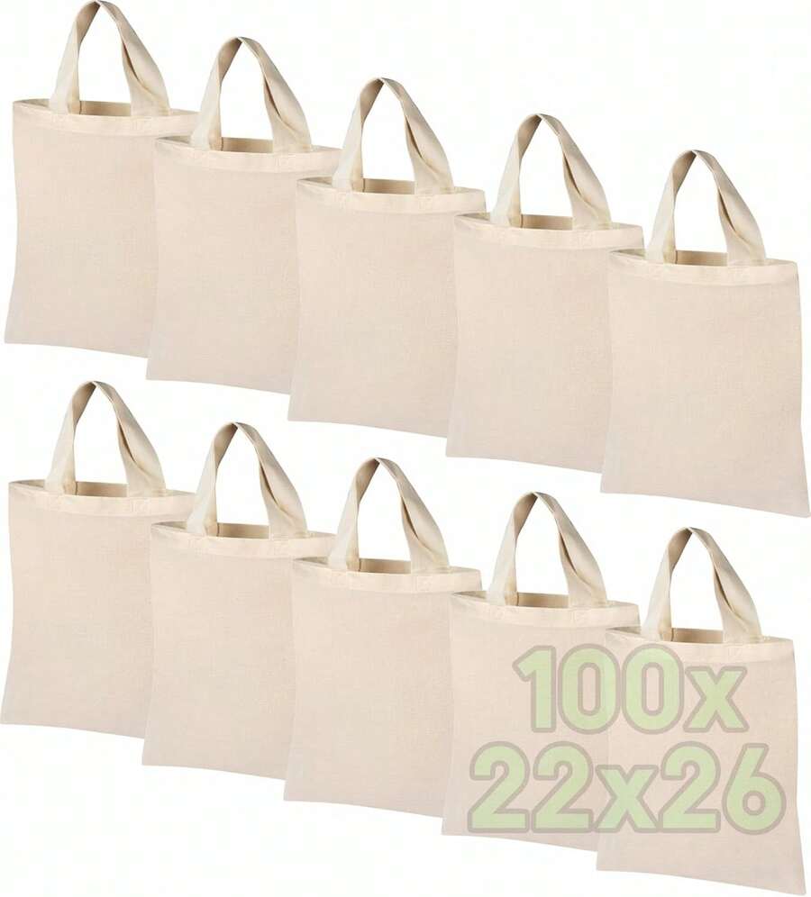 ELES VIDA Unbedruckte Baumwolltasche, mit zwei langen Henkeln, Oeko-Tex®Tragetasche, Baumwolltasche, Einkaufstasche, Jutetasche, Naturfarben, 28 x 32, Taschen, Minimalistisch UVUK - Natur - 22 x 26 cm - Übersicht 1