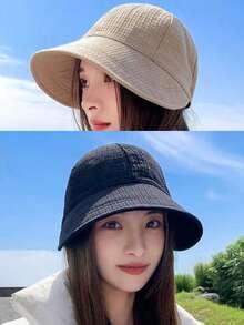 Ladies' Waffle Baseball Cap And Bucket Hat, Fashionable Sun Protection Beach Travel Sun Hat, Suitable For Wearing In Spring, Summer, And Autumn - Multicolor - View 2