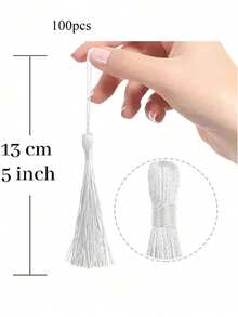 20/50/100個白色迷你流蘇，13cm/5in長附環，適用於書籤、珠寶製作、DIY手工項目 - 13cm白色 - 查看 8